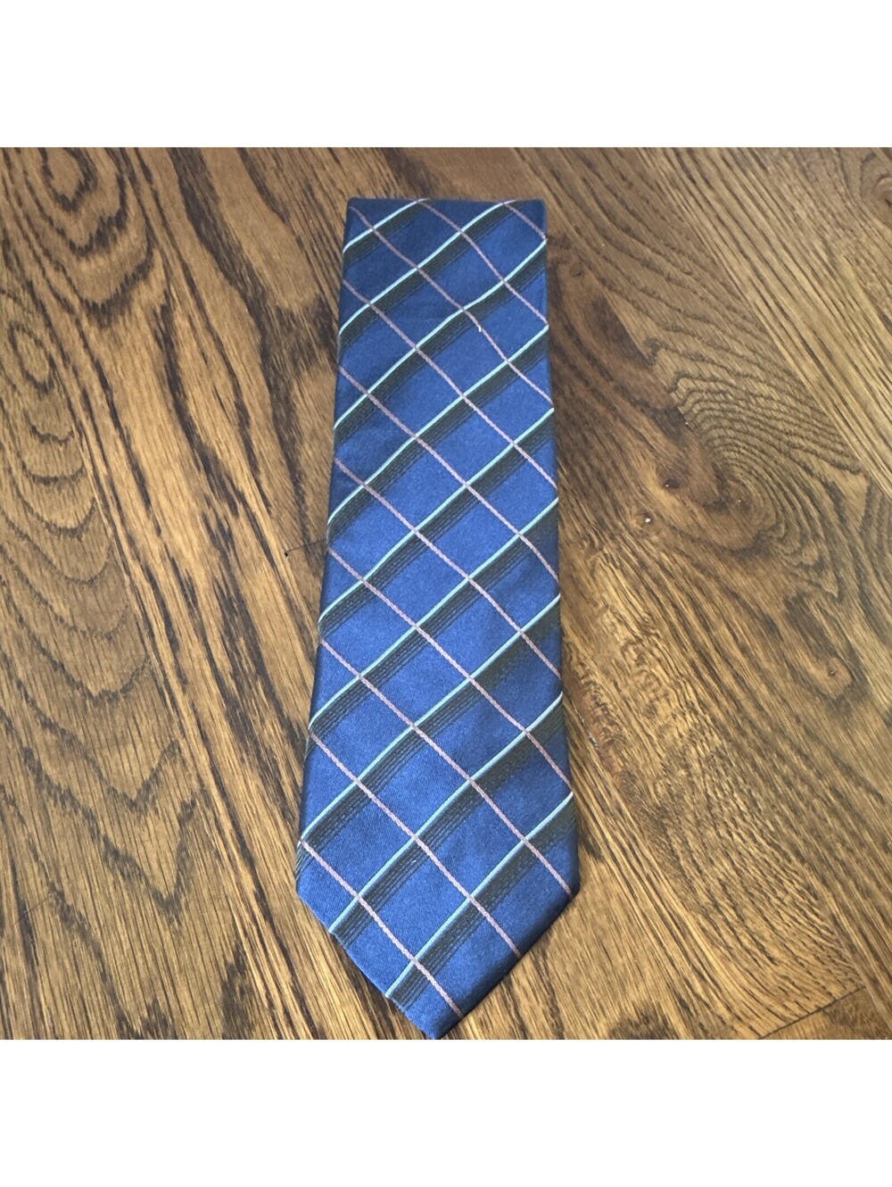 Ike Behar 100% Silk Woven Blue Plaid & Check Men’s Tie Classic USA